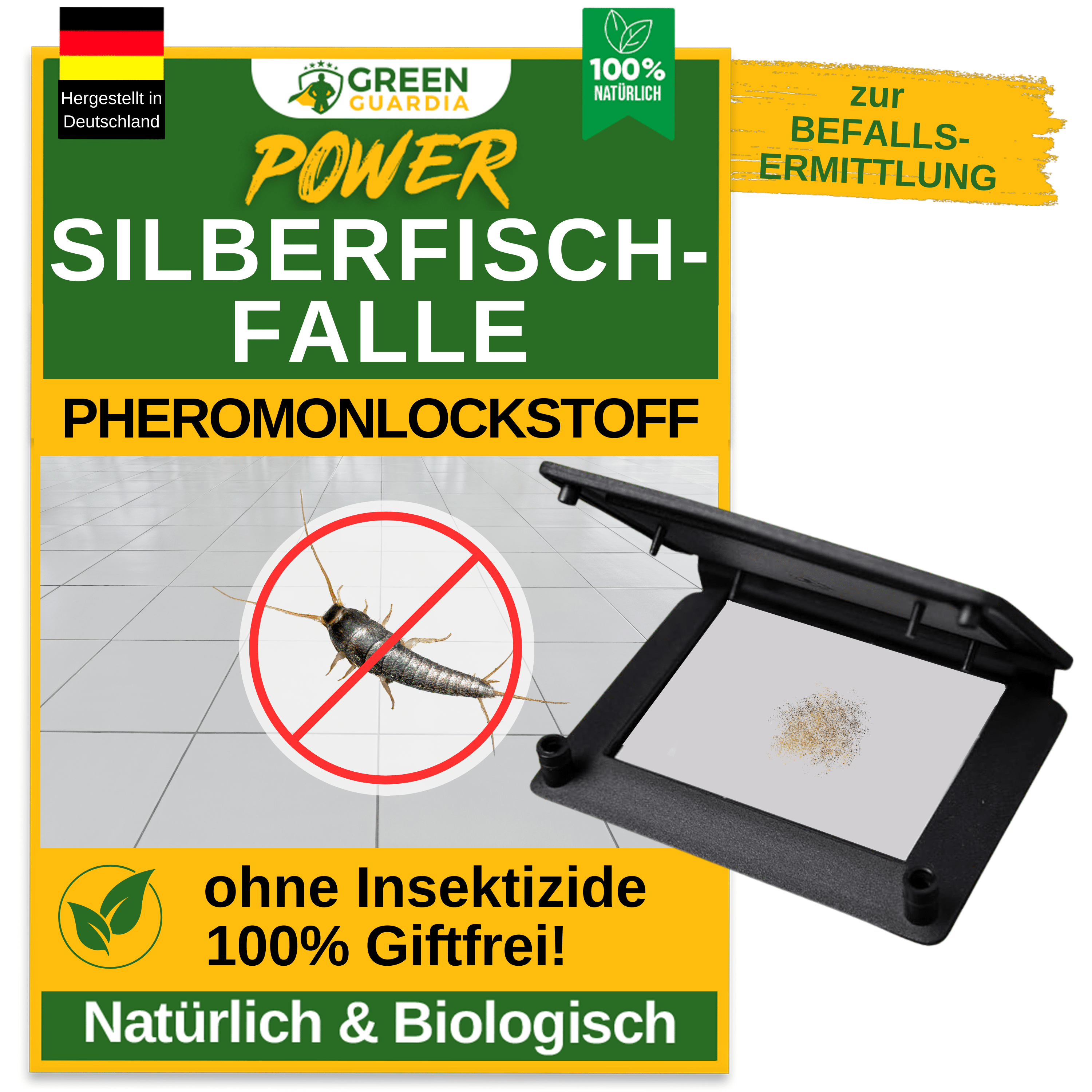 Silberfisch Falle mit Pheromon - Lockstoff - Green Guardia - Ihr Experte für Schädlinge und Pflanzen