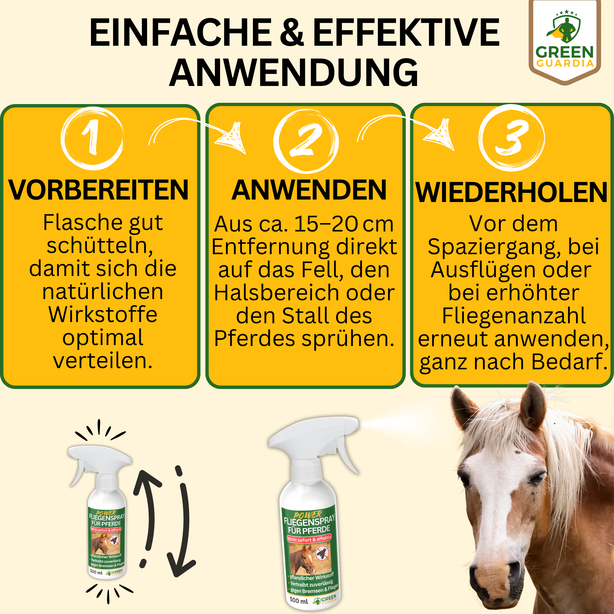 Paardenvliegenspray met geconcentreerde werking voor paarden