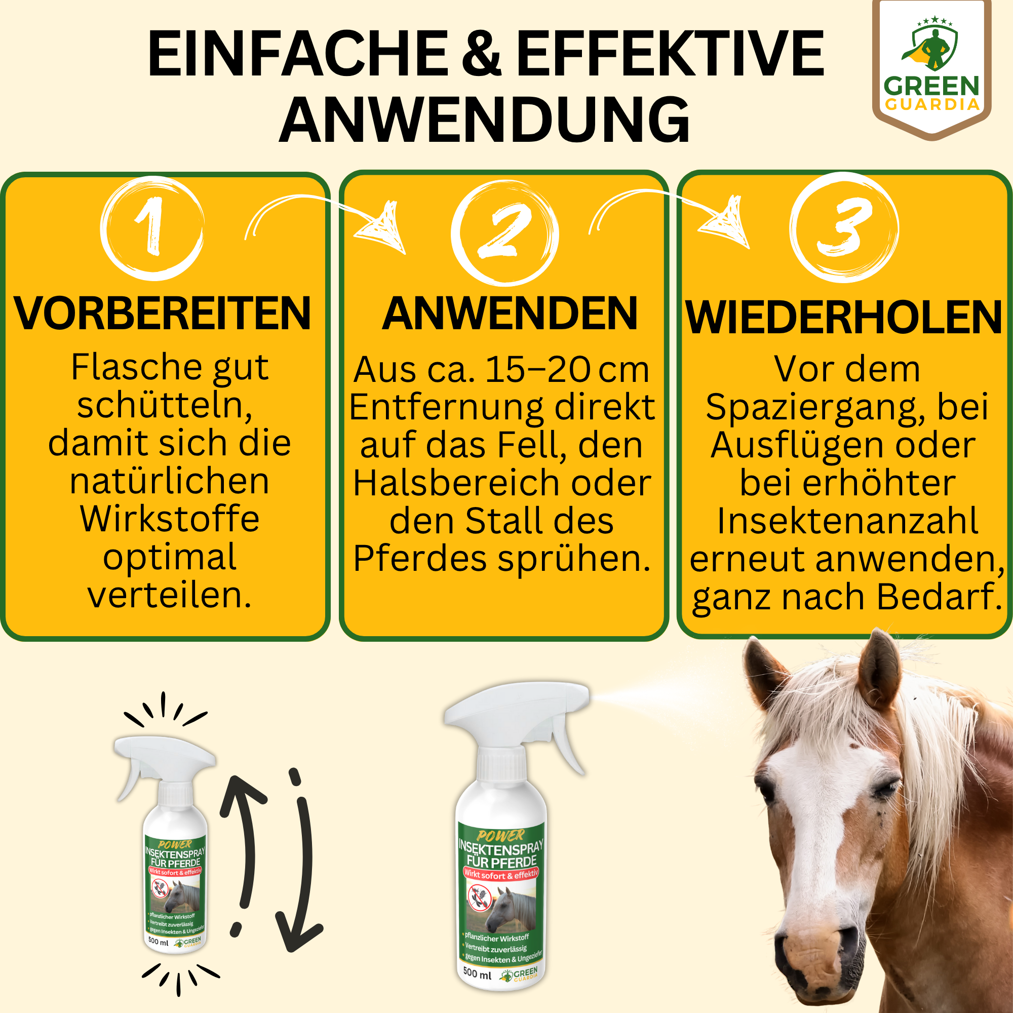 Insectenwerende spray met krachtconcentraat voor paarden