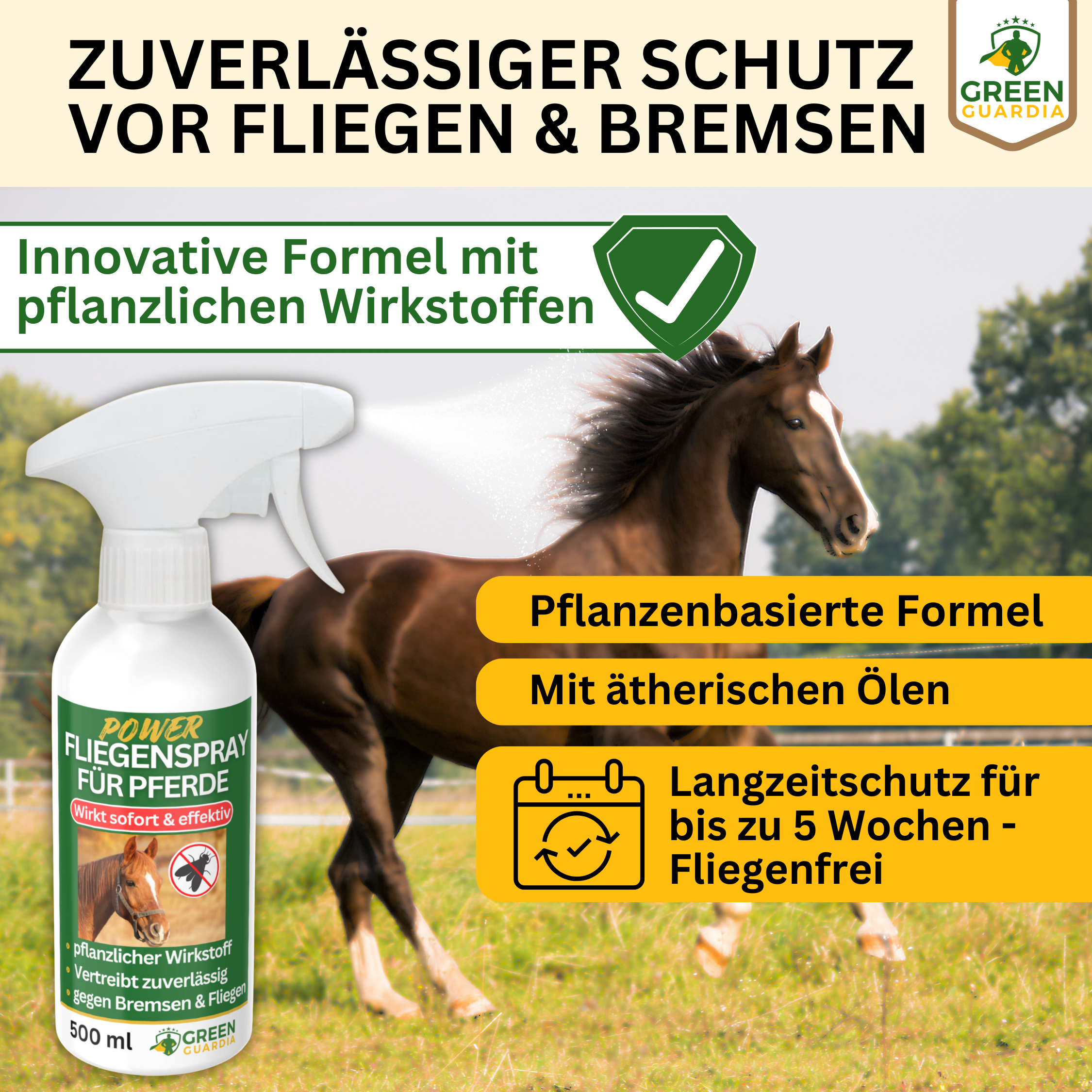 Paardenvliegenspray met geconcentreerde werking voor paarden