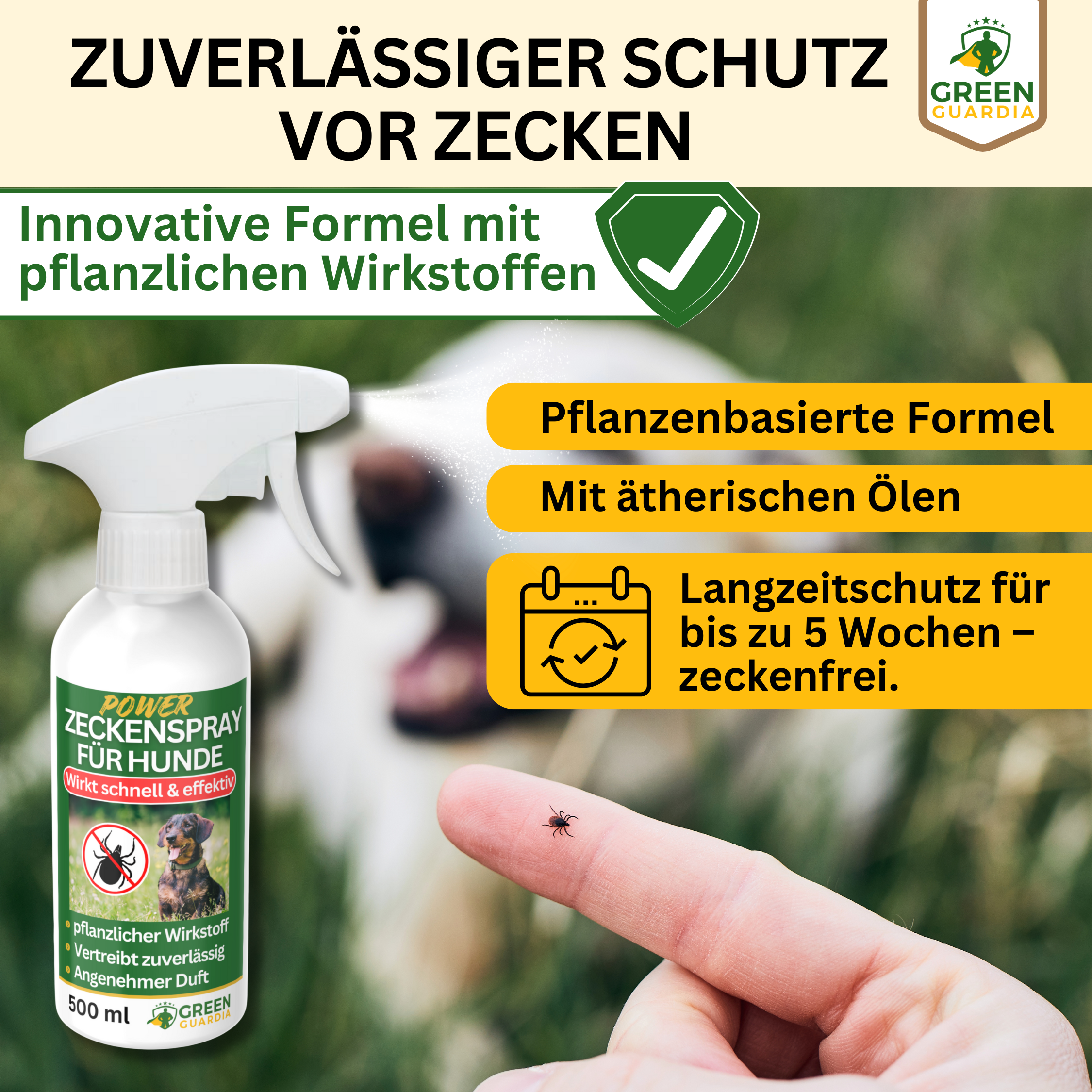 Tekenwerende spray met geconcentreerde werking voor honden