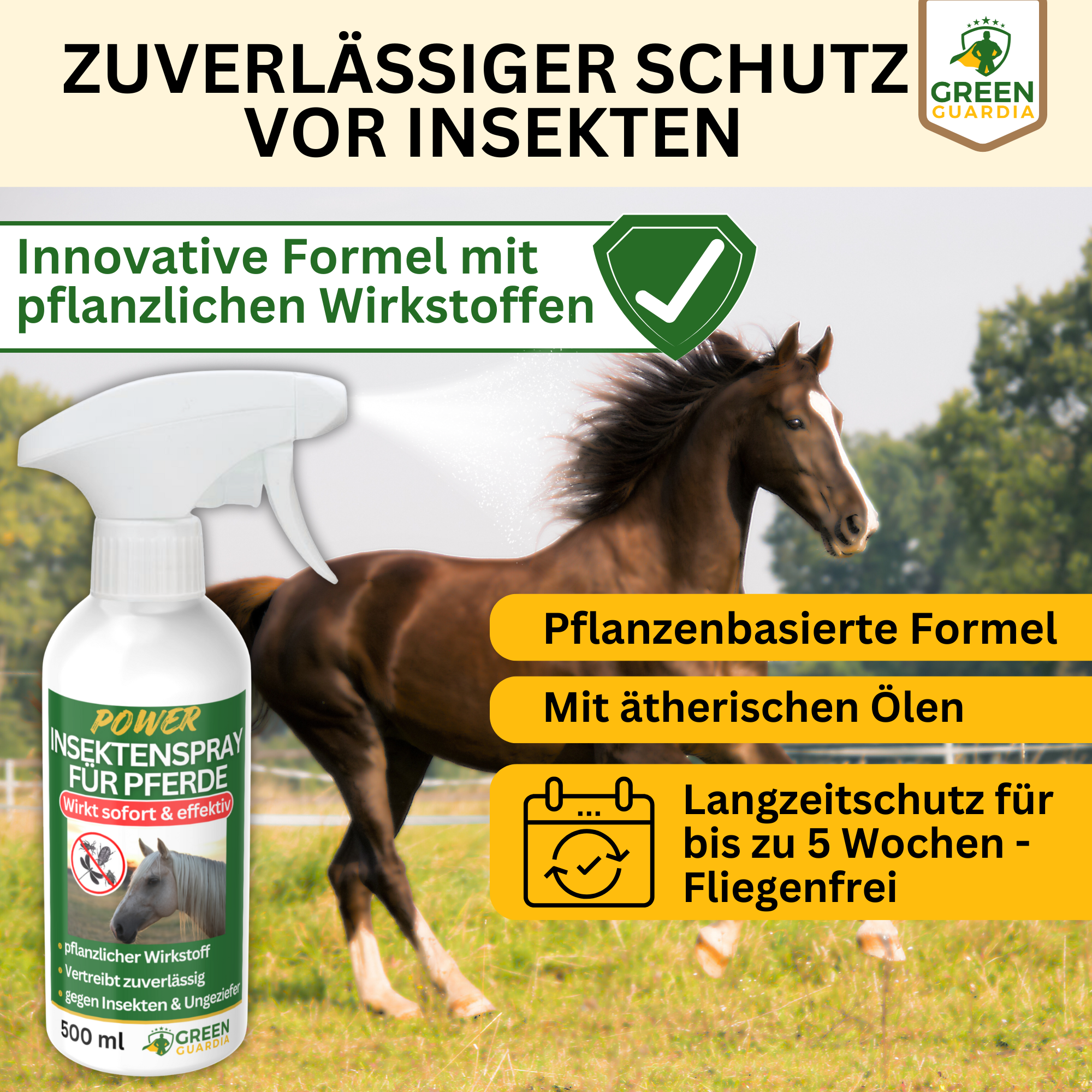 Insectenwerende spray met krachtconcentraat voor paarden