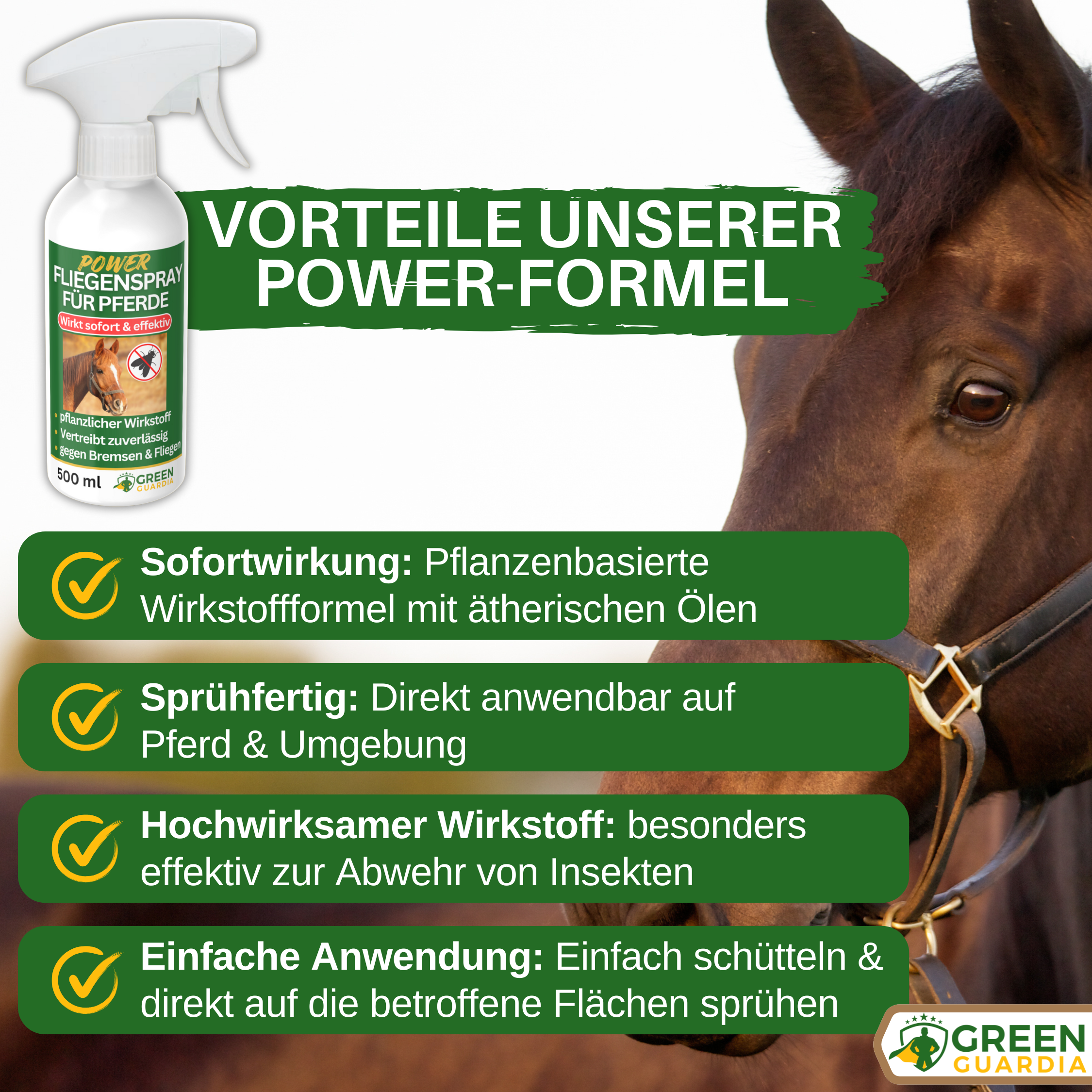 Paardenvliegenspray met geconcentreerde werking voor paarden
