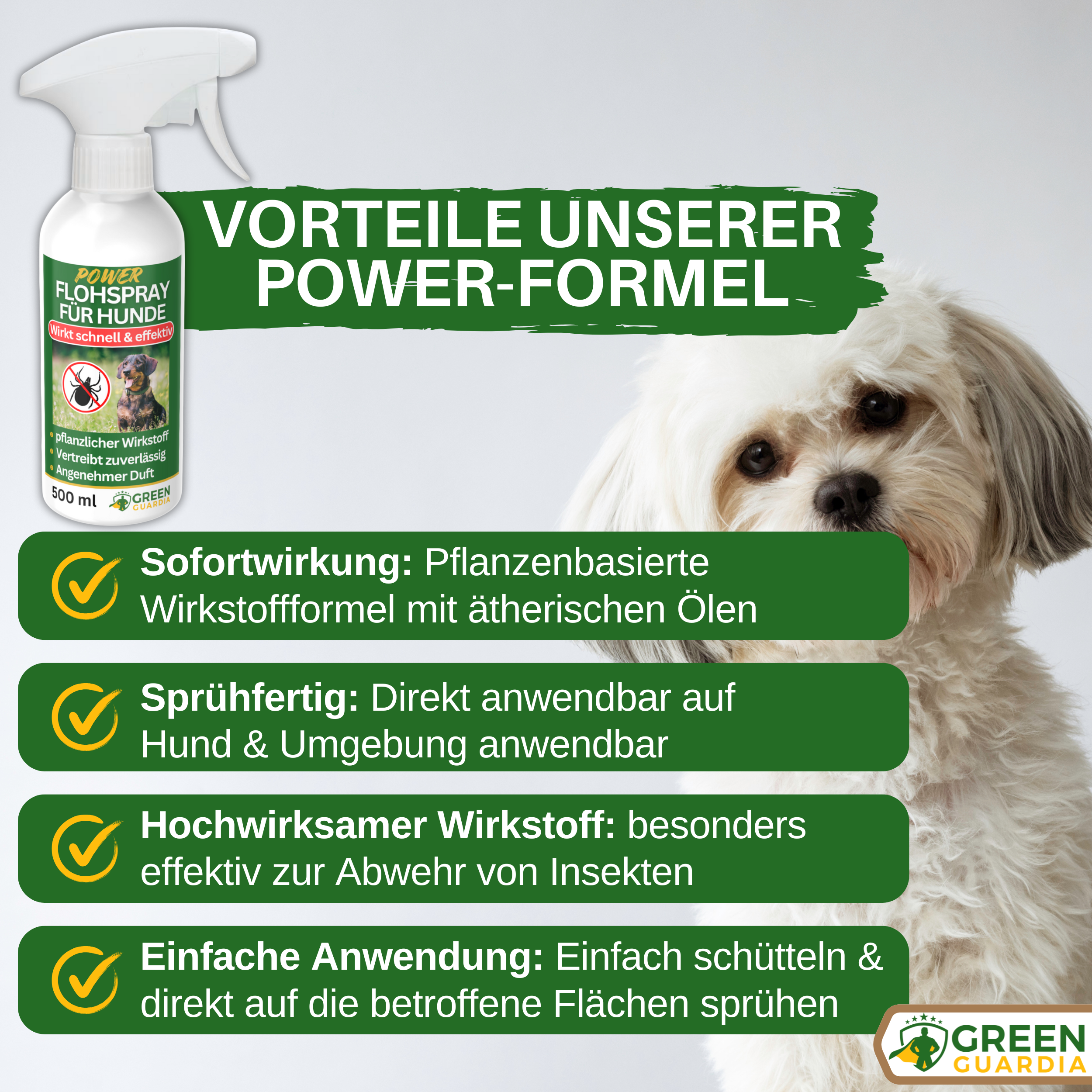 Vlooienwerende spray met geconcentreerde werking voor honden