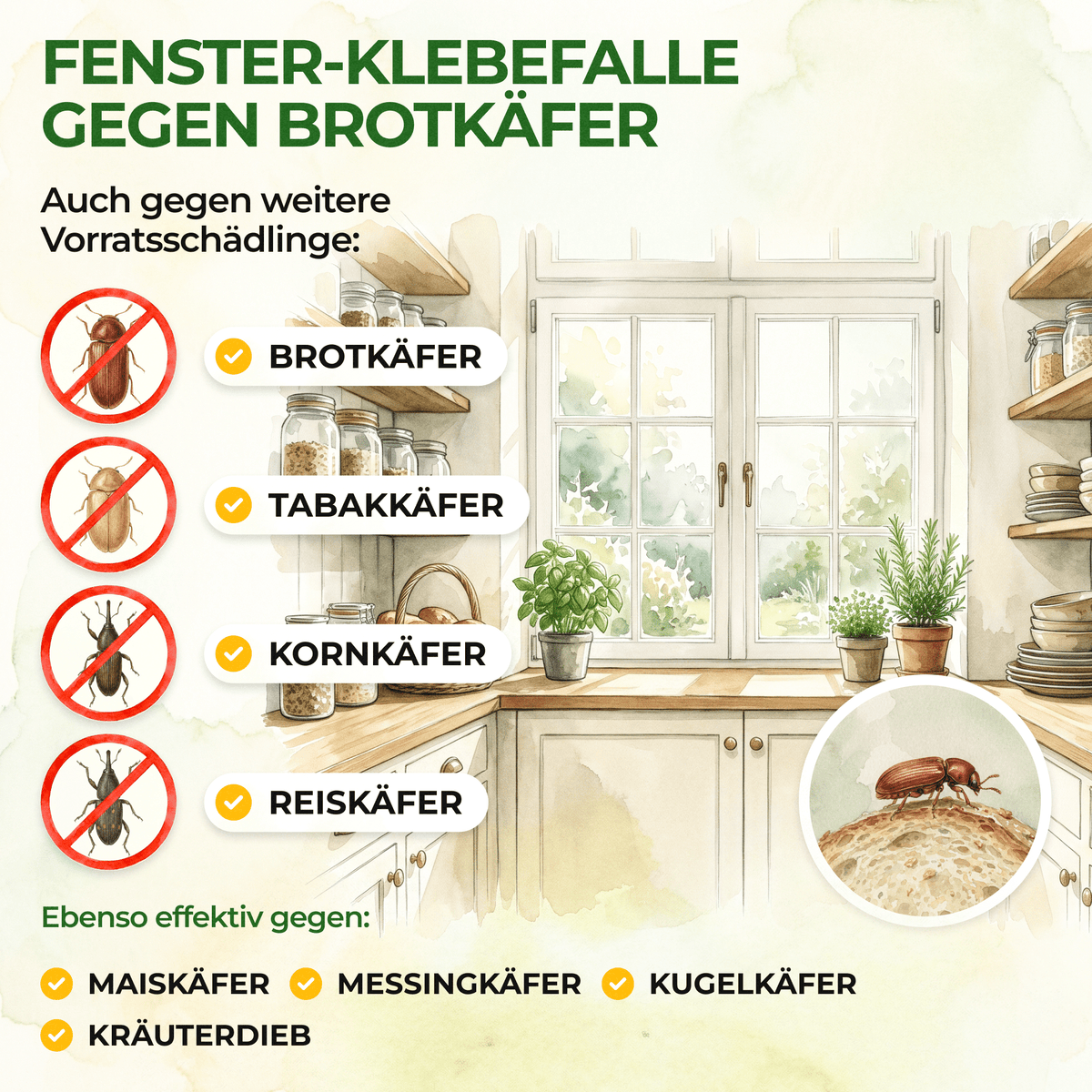 Brotkäfer Fenster-Falle - Green Guardia - Ihr Experte für Schädlinge und Pflanzen