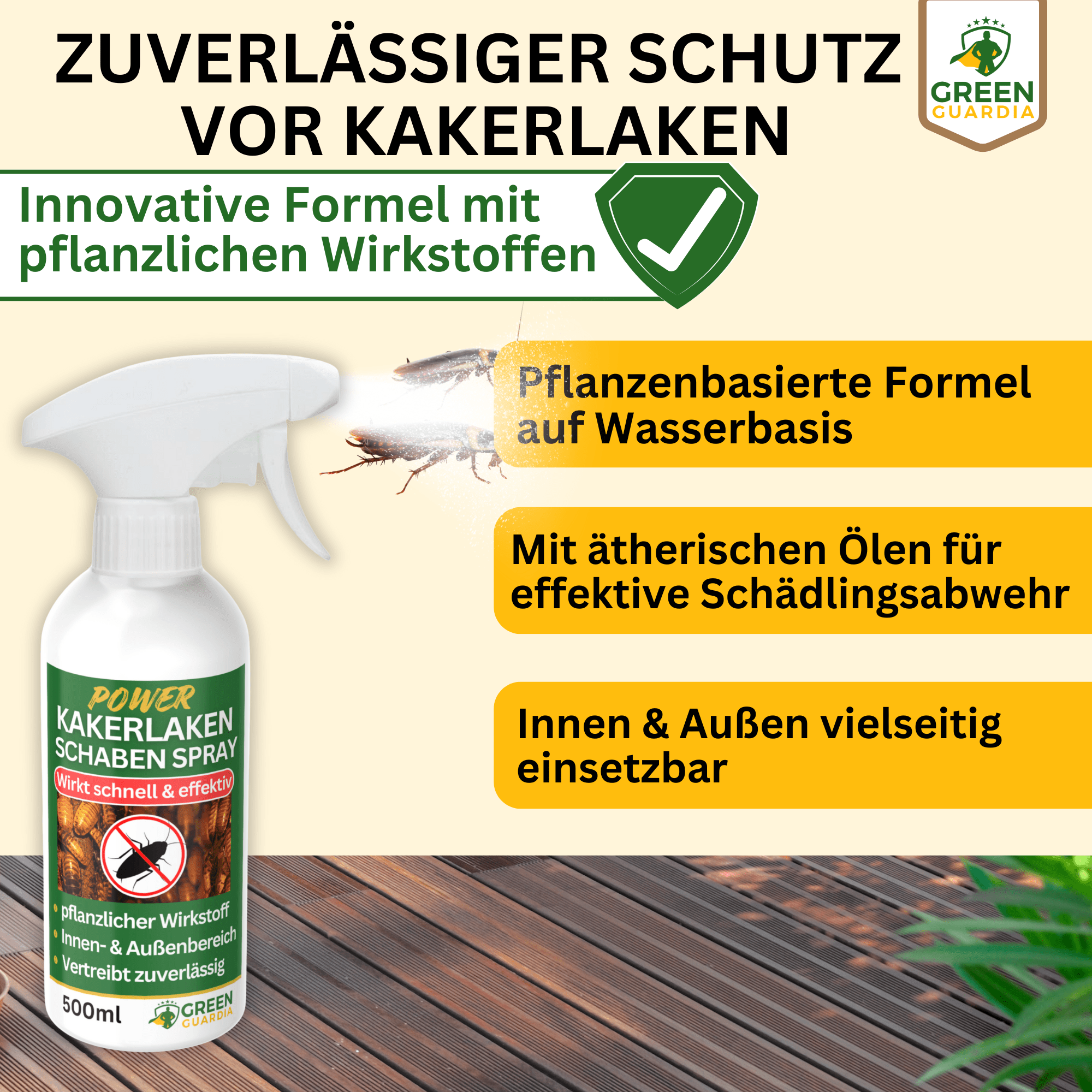 Kakerlaken / Schaben - Abwehrspray Power - Konzentrat - Green Guardia - Ihr Experte für Schädlinge und Pflanzen