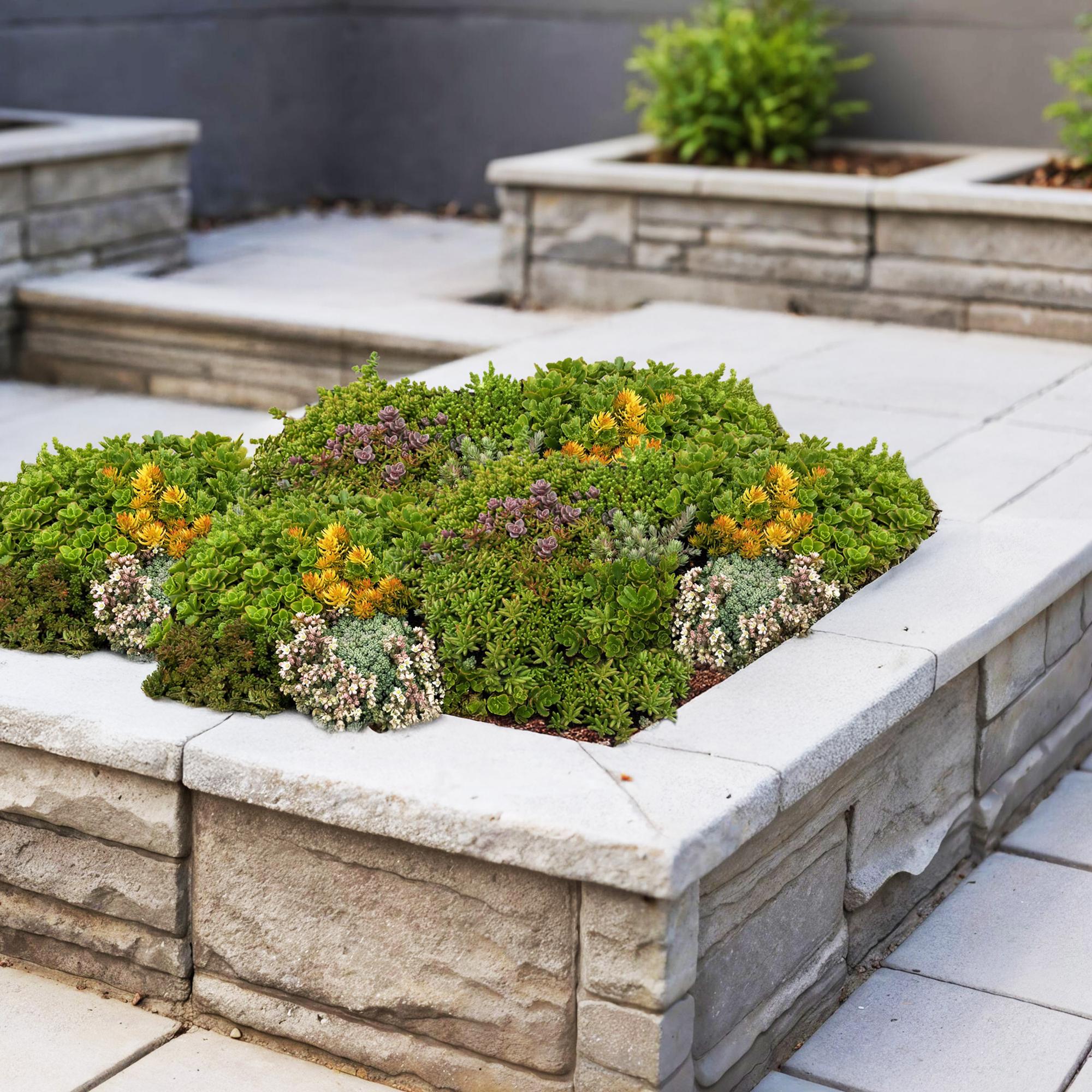 Bodendecker-Matte aus 10 Sedum-Arten – winterhart, 50 × 30 cm